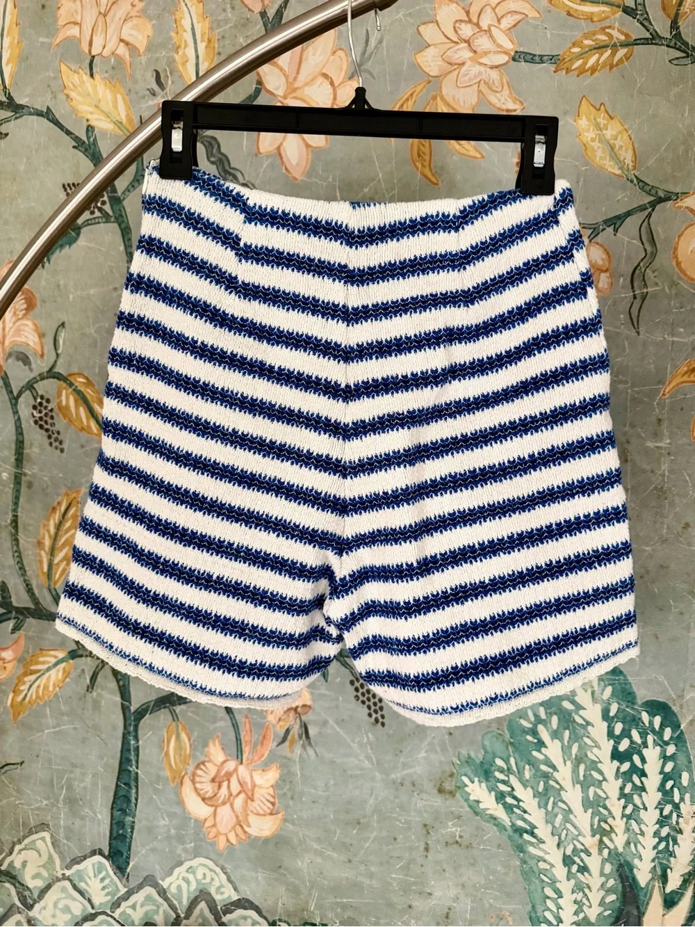 Opullence Paris Malika Blue White Striped Knit Shorts Made in France S